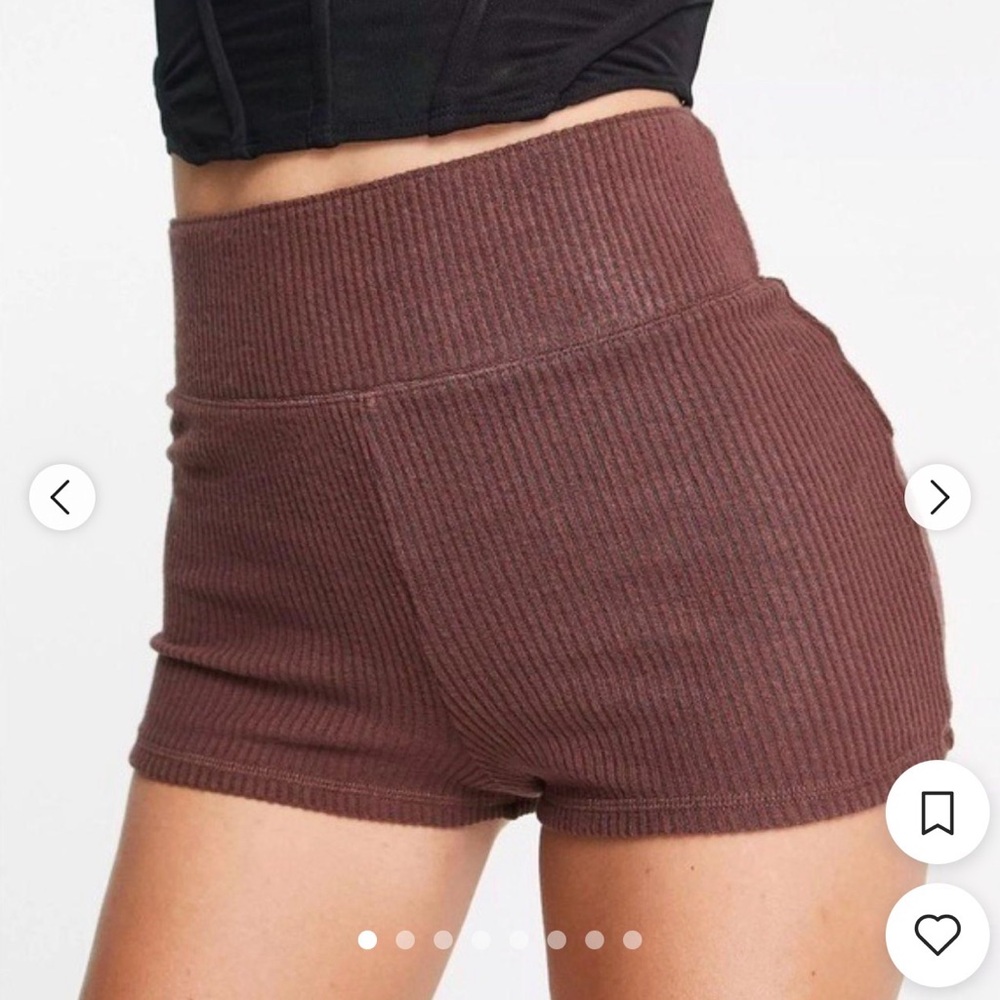 Abercrombie & Fitch High Waist Ribbed Sweater Shorts in Rose Pink